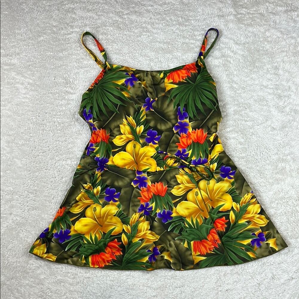 Beach Cabana Women tropical one‎ piece skirt suit swimsuit, size 2x